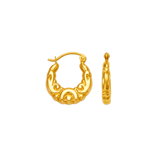 14K Yellow Gold Hollow Shrimp Hoop Earrings