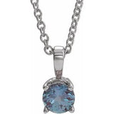 14K Gold Round Lab-Grown Alexandrite Birthstone Necklace or Pendant