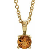 14K Gold Round Natural Citrine Birthstone Necklace or Pendant