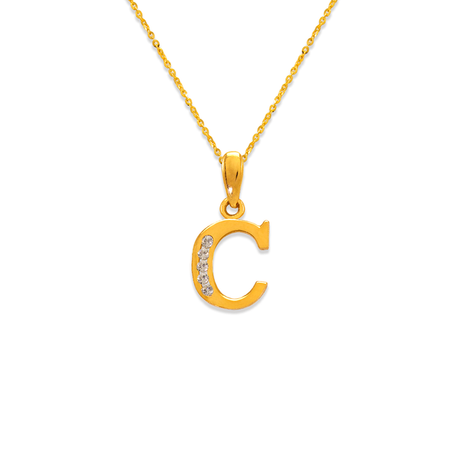 14K Yellow or White Gold All Initial Pendant A-Z