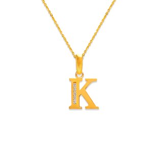 14K Yellow or White Gold All Initial Pendant A-Z