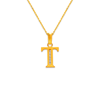 14K Yellow or White Gold All Initial Pendant A-Z