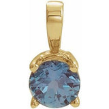 14K Gold Round Lab-Grown Alexandrite Birthstone Necklace or Pendant
