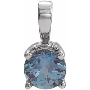 14K Gold Round Lab-Grown Alexandrite Birthstone Necklace or Pendant