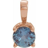 14K Gold Round Lab-Grown Alexandrite Birthstone Necklace or Pendant