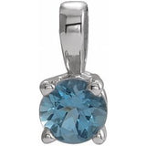 14K Gold Round Natural Aquamarine Birthstone Necklace or Pendant