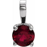 14K Gold Round Natural Ruby Birthstone Necklace or Pendant