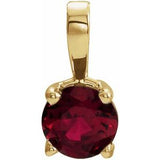 14K Gold Round Natural Ruby Birthstone Necklace or Pendant