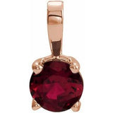 14K Gold Round Lab-Grown Ruby Birthstone Necklace or Pendant