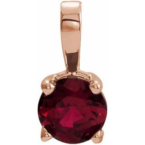 14K Gold Round Natural Ruby Birthstone Necklace or Pendant
