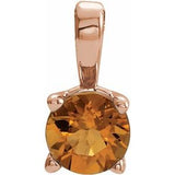 14K Gold Round Natural Citrine Birthstone Necklace or Pendant