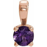 14K Gold Round Natural Amethyst Birthstone Necklace or Pendant