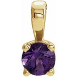 14K Gold Round Natural Amethyst Birthstone Necklace or Pendant
