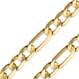 14K REAL Hollow Yellow Gold Diamond Cut FIGARO Chain | Italian Fashions