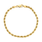 Pulseiras de corda oca com corte de diamante amarelo 14K de 2,00 mm a 5,00 mm 