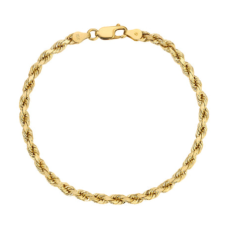 Italian Fashions | 14K Yellow Gold Diamond-Cut Rope Bracelet (1.5mm-5.0mm) | Solid 14K gold