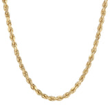 Versatile 14K yellow gold rope chain for men and women, ideal for both casual and formal occasions.