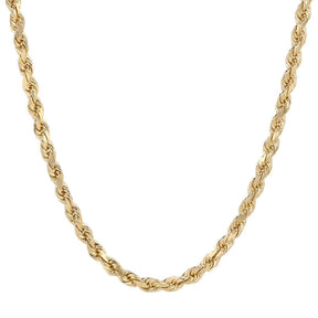 Versatile 14K yellow gold rope chain for men and women, ideal for both casual and formal occasions.