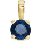 14K Gold Round Lab-Grown Blue Sapphire Birthstone Necklace or Pendant