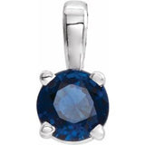 Platinum Round Natural Blue Sapphire Birthstone Necklace or Pendant
