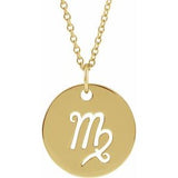 14K Gold Virgo Disc Necklace or Pendant