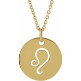 14K Gold Leo Disc Necklace or Pendant