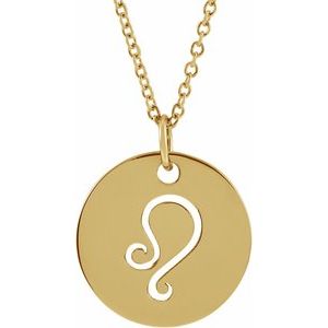 14K Gold Leo Disc Necklace or Pendant