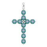 Platinum Round Lab-Grown Alexandrite Accented Cross Necklace or Pendant