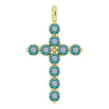 14K Gold Round Lab-Grown Alexandrite Accented Cross Necklace or Pendant