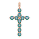 14K Gold Round Lab-Grown Alexandrite Accented Cross Necklace or Pendant