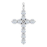 Platinum Round Natural White Sapphire Accented Cross Necklace or Pendant