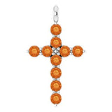 14K Gold Round Natural Citrine Accented Cross Necklace or Pendant