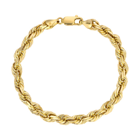 Close-up view of the intricate Rope chain design, crafted in lustrous 10K yellow gold with a shimmering diamond-cut finish by  Italian Fashions