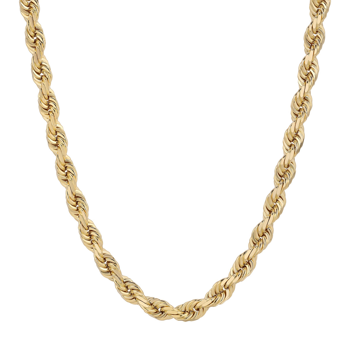 10K Yellow Gold Men's Chain (1.5mm-6mm) | Italian-crafted hollow rope chains in various widths at Italian Fashions