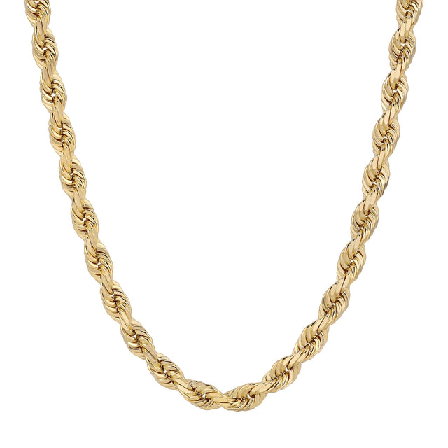 10K Yellow Gold Men's Chain (1.5mm-6mm) | Italian-crafted hollow rope chains in various widths at Italian Fashions