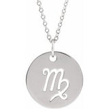 14K Gold Virgo Disc Necklace or Pendant