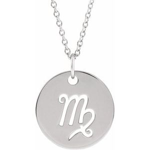 14K Gold Virgo Disc Necklace or Pendant