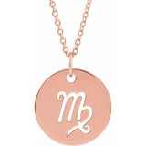 14K Gold Virgo Disc Necklace or Pendant