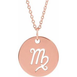 14K Gold Virgo Disc Necklace or Pendant