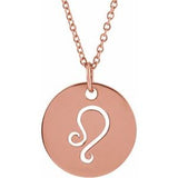 14K Gold Leo Disc Necklace or Pendant