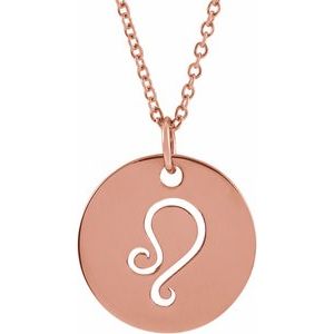 14K Gold Leo Disc Necklace or Pendant