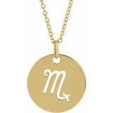 14K Gold Scorpio Disc Necklace or Pendant
