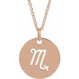 14K Gold Scorpio Disc Necklace or Pendant