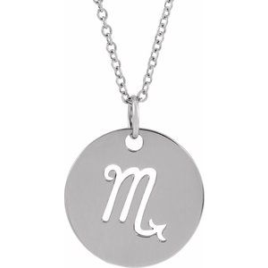 Platinum Scorpio Disc Necklace or Pendant
