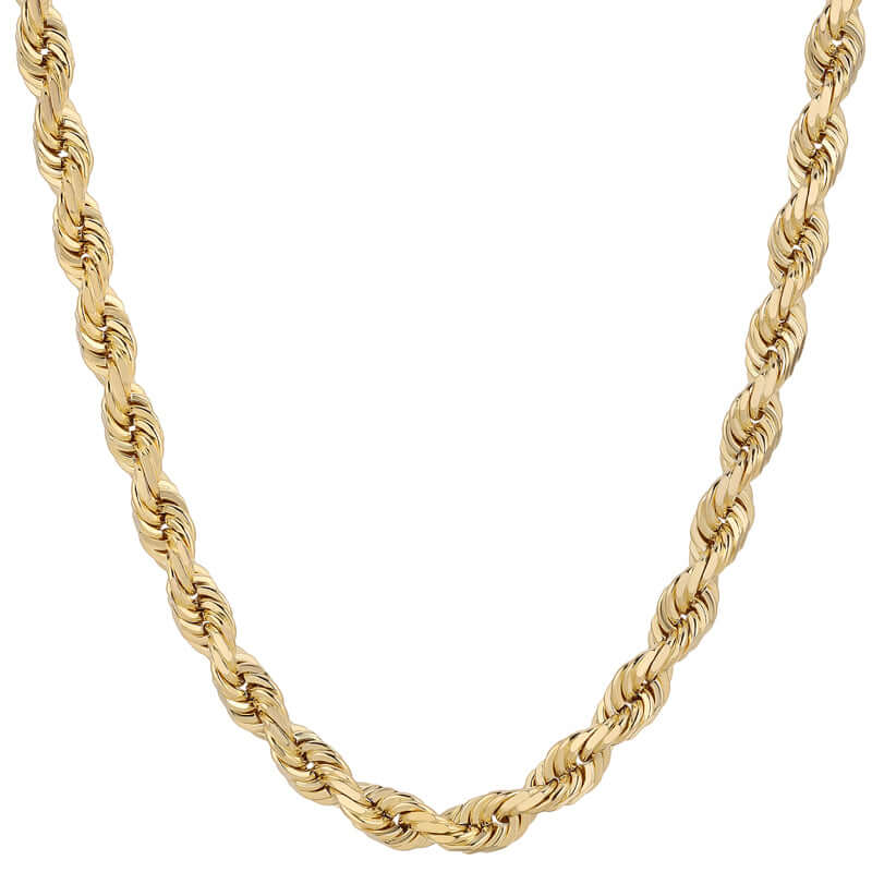 14K REAL Solid Yellow Gold 1.50mm-10.00mm Diamond Cut ROPE Chain ...