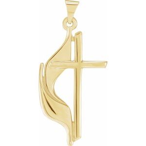14K Gold Methodist Cross Pendant