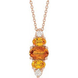 14K Gold Oval Natural Multi-Gemstone Bar Necklace or Pendant