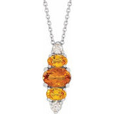14K Gold Oval Natural Multi-Gemstone Bar Necklace or Pendant