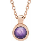 14K Gold Round Natural Amethyst Bezel-Set Necklace