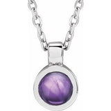 14K Gold Round Natural Amethyst Bezel-Set Necklace